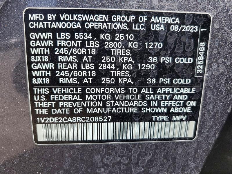 50713396 :رقم المزاد ، 1V2DE2CA8RC208527 vin ، 2024 Volkswagen Atlas Cross Sport مزاد بيع