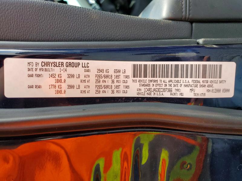 2014 Dodge Durango მანქანა იყიდება აუქციონზე, vin: 1C4RDJAG3EC397366, აუქციონის ნომერი: 49537176