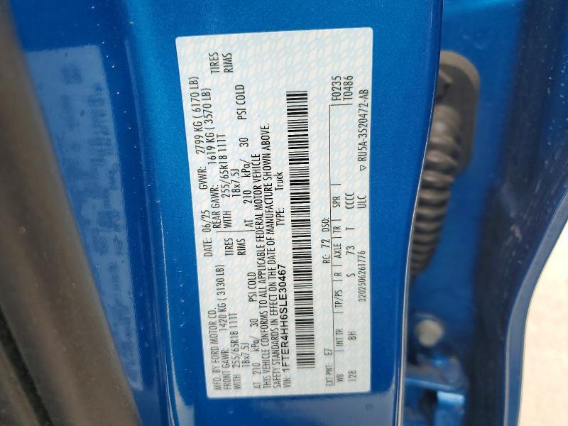 Aukcja sprzedaży 2025 Ford Ranger, vin: 1FTER4HH6SLE30467, numer aukcji: 49940336