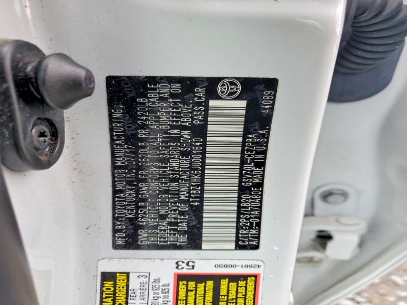 48157646 :رقم المزاد ، 4T1BZ1HK6JU001640 vin ، 2018 Toyota Camry مزاد بيع