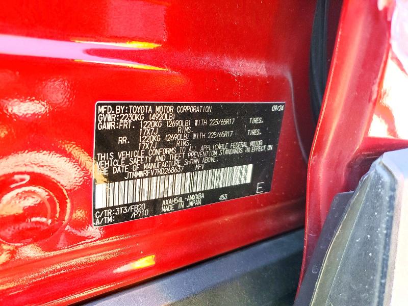 2024 Toyota Rav4 მანქანა იყიდება აუქციონზე, vin: JTMMWRFV7RD268637, აუქციონის ნომერი: 50698856