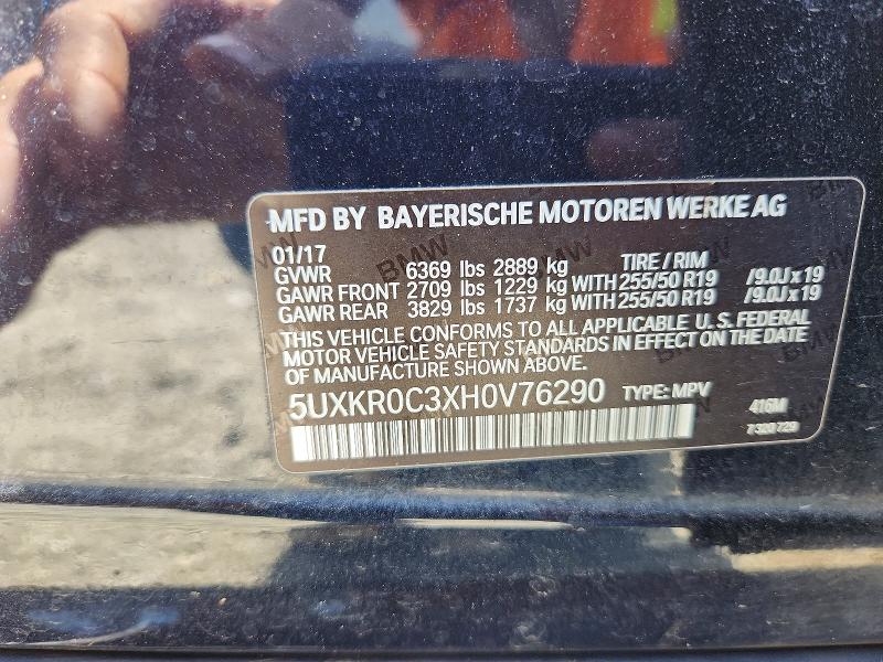 2017 Bmw X5 მანქანა იყიდება აუქციონზე, vin: 5UXKR0C3XH0V76290, აუქციონის ნომერი: 50971576