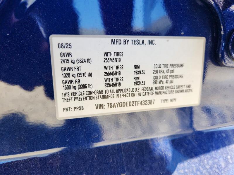 Aukcja sprzedaży 2026 Tesla Model Y, vin: 7SAYGDED2TF432387, numer aukcji: 49516316