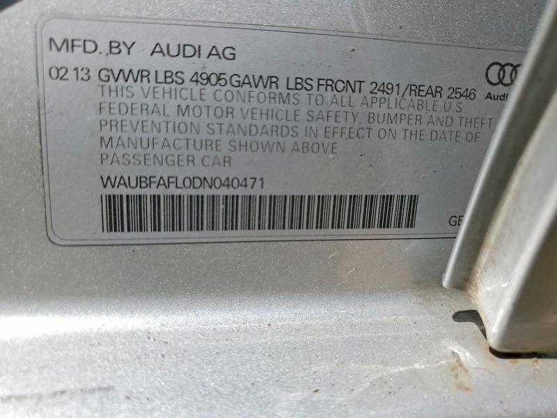 51086726 :رقم المزاد ، WAUBFAFL0DN040471 vin ، 2013 Audi A4 مزاد بيع