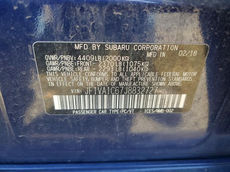Продажа на аукционе авто 2018 Subaru Wrx, vin: JF1VA1C67J8832727, номер лота: 50586776