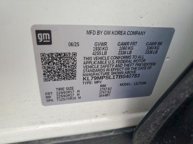 Продаж на аукціоні авто 2026 Chevrolet Trailblazer, vin: KL79MPSL1TB040783, номер лоту: 50444086