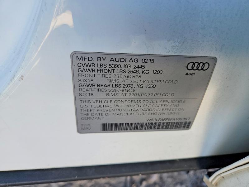 Продажа на аукционе авто 2015 Audi Q5, vin: WA1LFAFP6FA105967, номер лота: 49670896