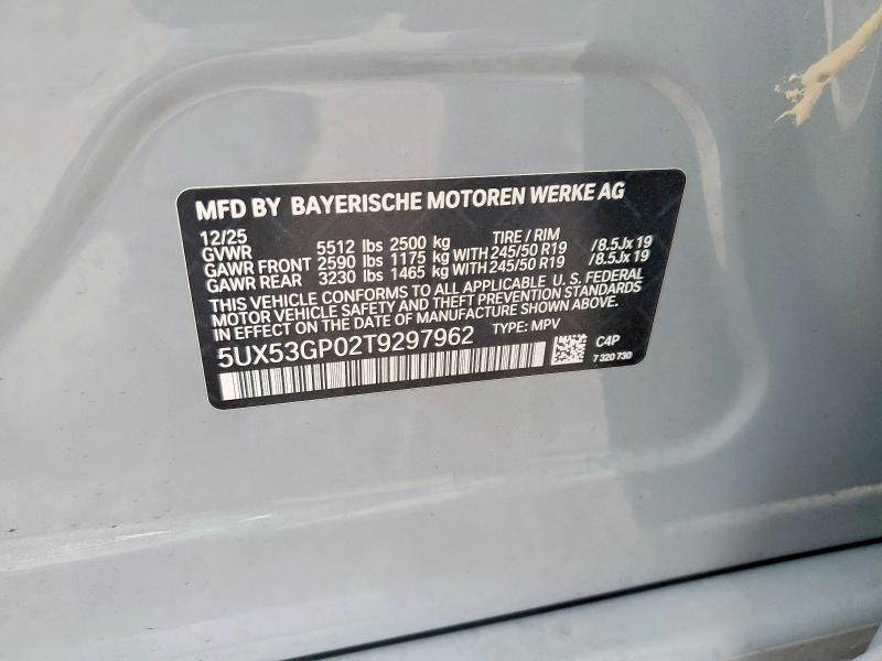 Aukcja sprzedaży 2026 Bmw X3, vin: 5UX53GP02T9297962, numer aukcji: 49626186