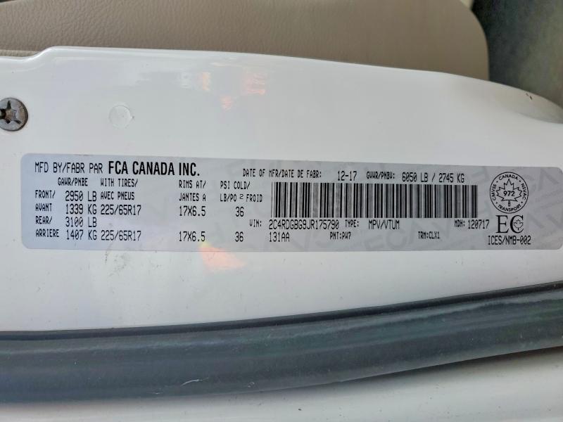 Aukcja sprzedaży 2018 Dodge Grand Caravan, vin: 2C4RDGBG9JR175790, numer aukcji: 50626056