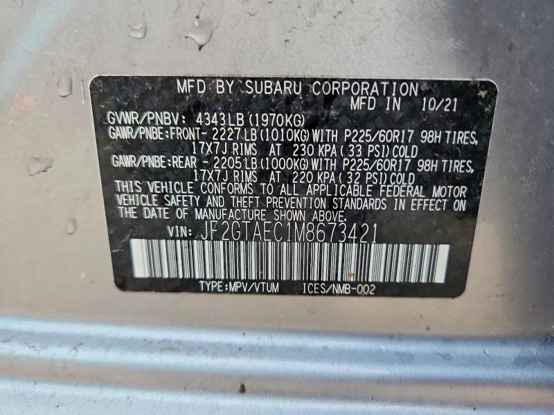Продажа на аукционе авто 2021 Subaru Crosstrek, vin: JF2GTAEC1M8673421, номер лота: 51298046
