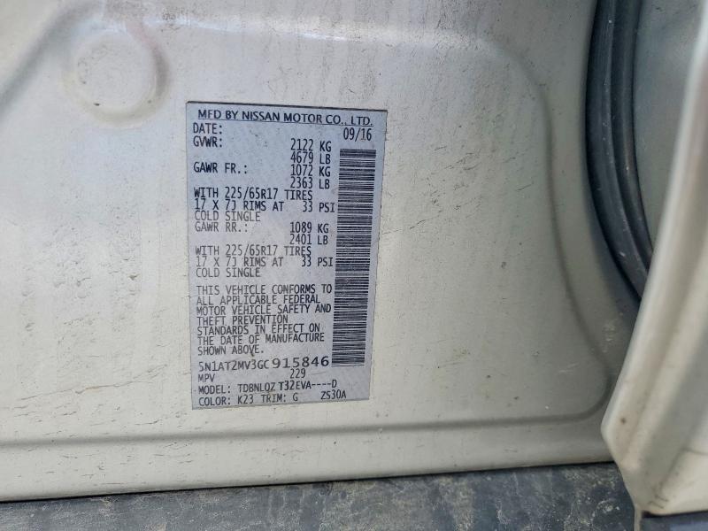 47760886 :رقم المزاد ، 5N1AT2MV3GC915846 vin ، 2016 Nissan Rogue مزاد بيع