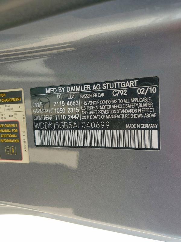 Aukcja sprzedaży 2010 Mercedes-benz E, vin: WDDKJ5GB5AF040699, numer aukcji: 50833636