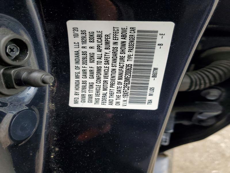 2021 Honda Civic მანქანა იყიდება აუქციონზე, vin: 19XFC2F63ME200635, აუქციონის ნომერი: 51684426
