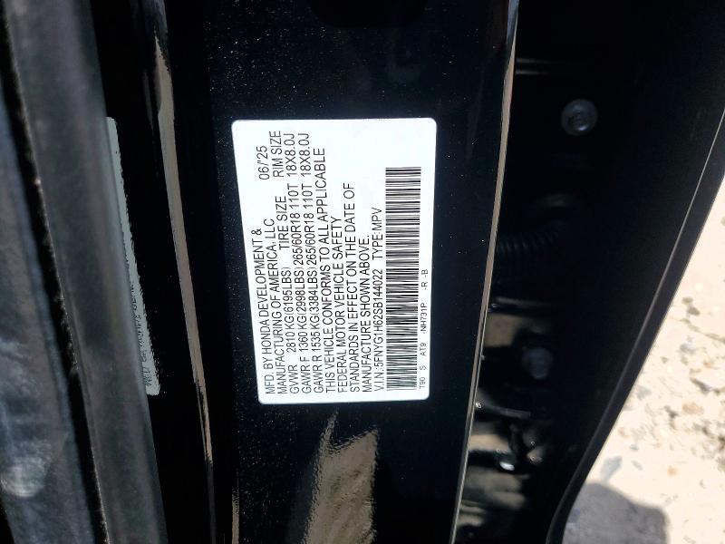 Продаж на аукціоні авто 2025 Honda Pilot, vin: 5FNYG1H62SB144022, номер лоту: 49183676