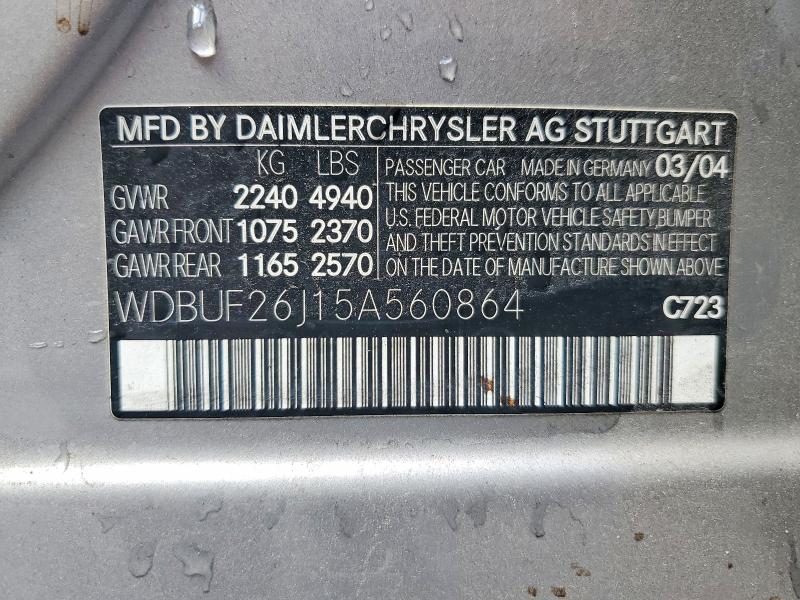 Продаж на аукціоні авто 2005 Mercedes-benz E, vin: WDBUF26J15A560864, номер лоту: 51177226