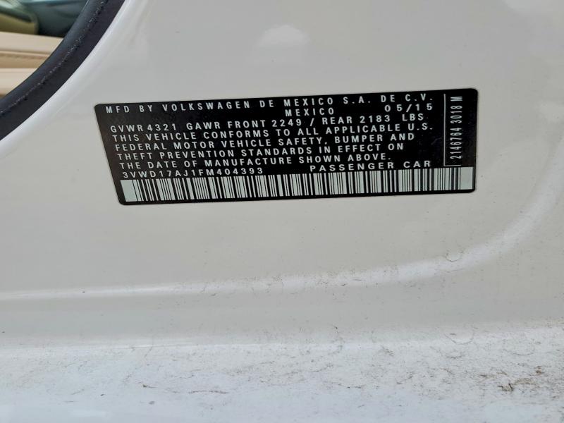 50433776 :رقم المزاد ، 3VWD17AJ1FM404393 vin ، 2015 Volkswagen Jetta مزاد بيع