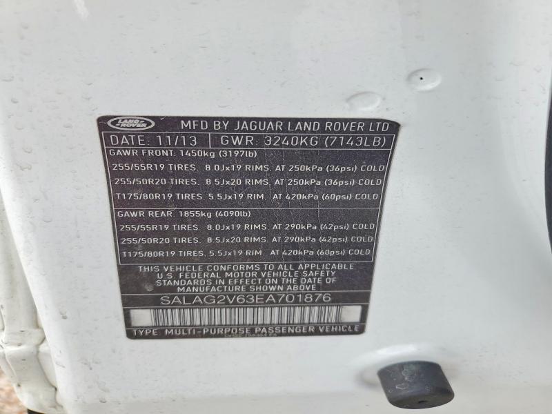 50451846 :رقم المزاد ، SALAG2V63EA701876 vin ، 2014 Land Rover Lr4 مزاد بيع