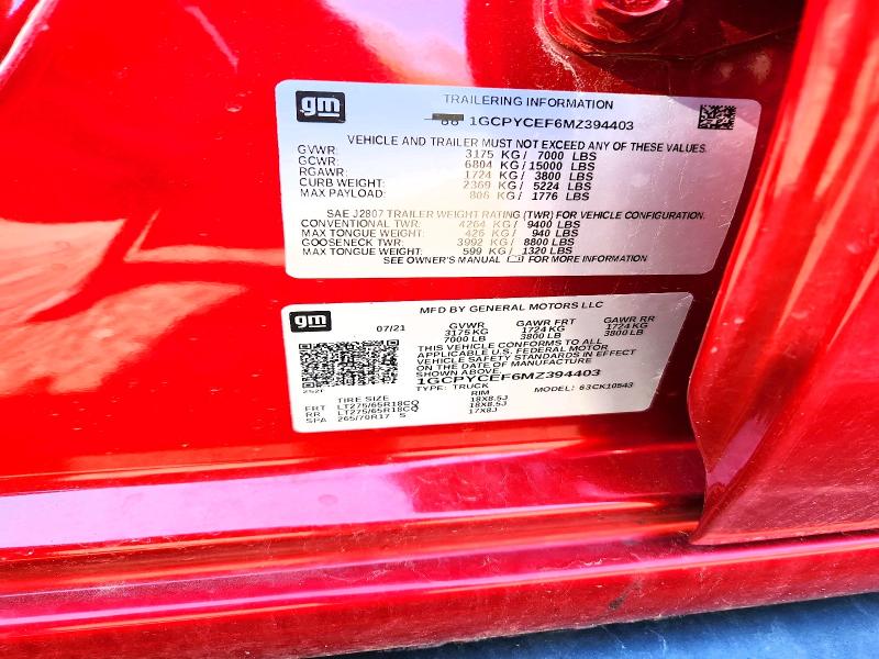 2021 Chevrolet Silverado მანქანა იყიდება აუქციონზე, vin: 1GCPYCEF6MZ394403, აუქციონის ნომერი: 48946306