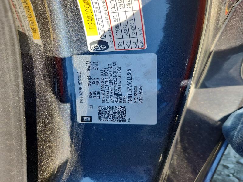 2021 Chevrolet Camaro მანქანა იყიდება აუქციონზე, vin: 1G1FF1R72M0121545, აუქციონის ნომერი: 50148396
