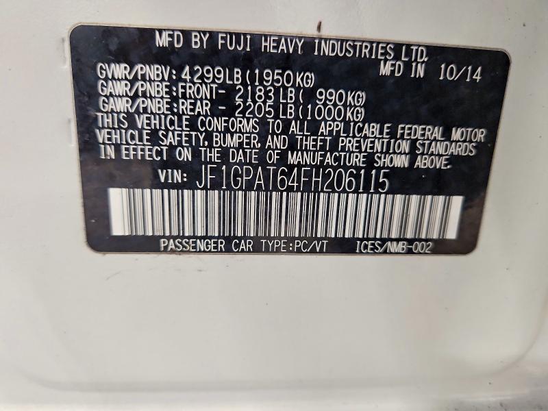 Продажа на аукционе авто 2015 Subaru Impreza, vin: JF1GPAT64FH206115, номер лота: 50558346