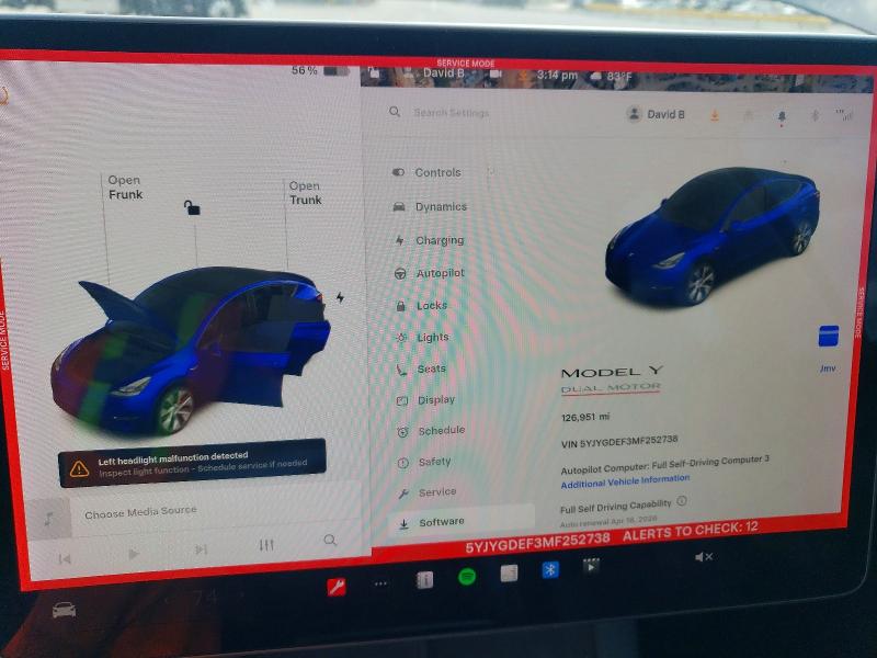 Aukcja sprzedaży 2021 Tesla Model Y, vin: 5YJYGDEF3MF252738, numer aukcji: 48526986