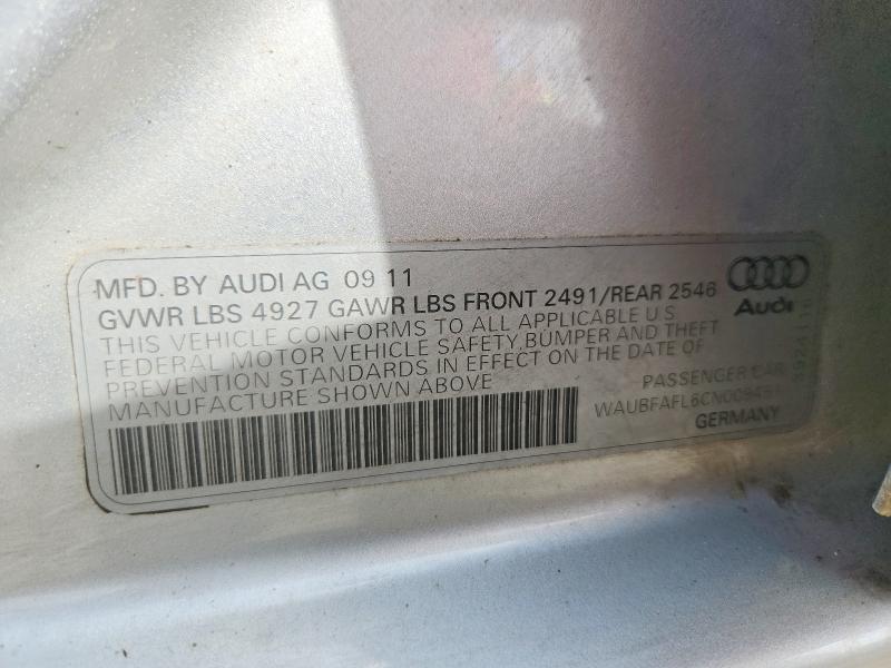 Aukcja sprzedaży 2012 Audi A4, vin: WAUBFAFL6CN009451, numer aukcji: 51541006