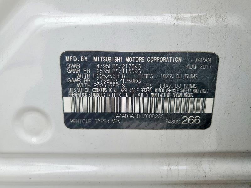 Продажа на аукционе авто 2018 Mitsubishi Outlander, vin: JA4AD3A38JZ006235, номер лота: 49761746