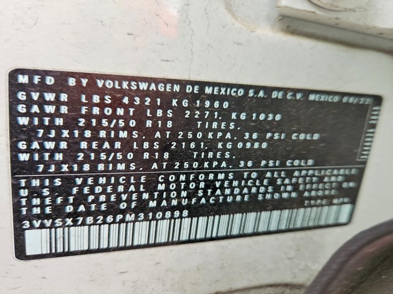 Aukcja sprzedaży 2023 Volkswagen Taos, vin: 3VVSX7B26PM310898, numer aukcji: 50070576
