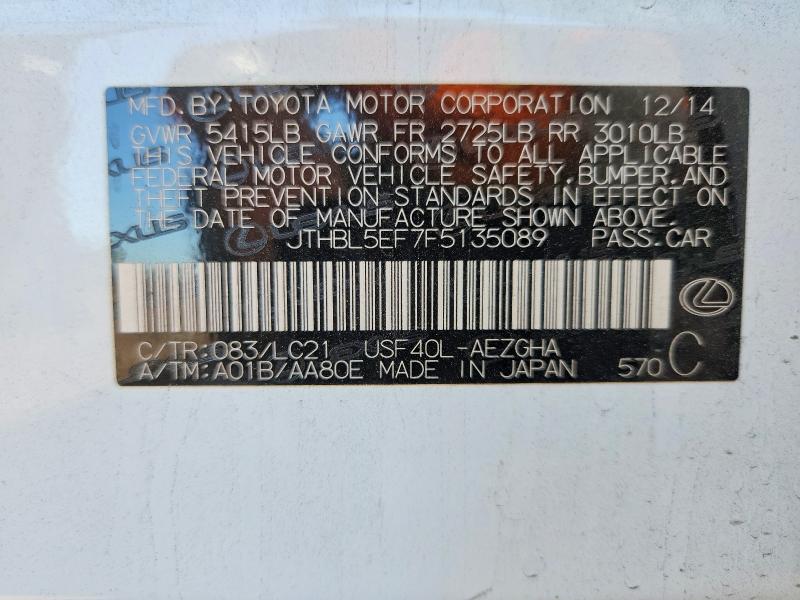 Продаж на аукціоні авто 2015 Lexus Ls, vin: JTHBL5EF7F5135089, номер лоту: 48711226