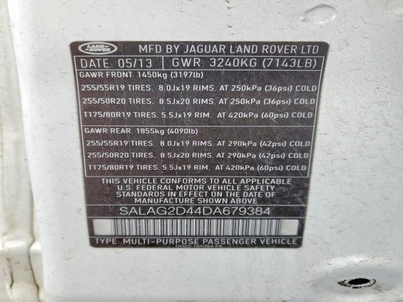 Aukcja sprzedaży 2013 Land Rover Lr4, vin: SALAG2D44DA679384, numer aukcji: 50260746