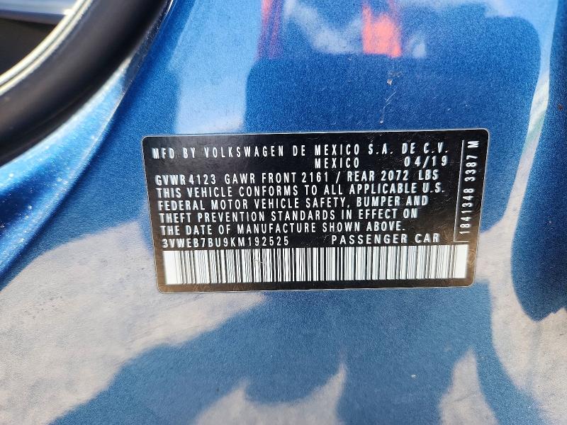 Aukcja sprzedaży 2019 Volkswagen Jetta, vin: 3VWEB7BU9KM192525, numer aukcji: 50405216