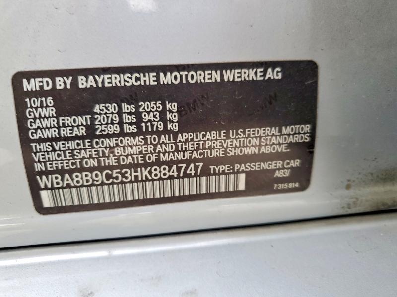 Продажа на аукционе авто 2017 Bmw 330, vin: WBA8B9C53HK884747, номер лота: 49097066