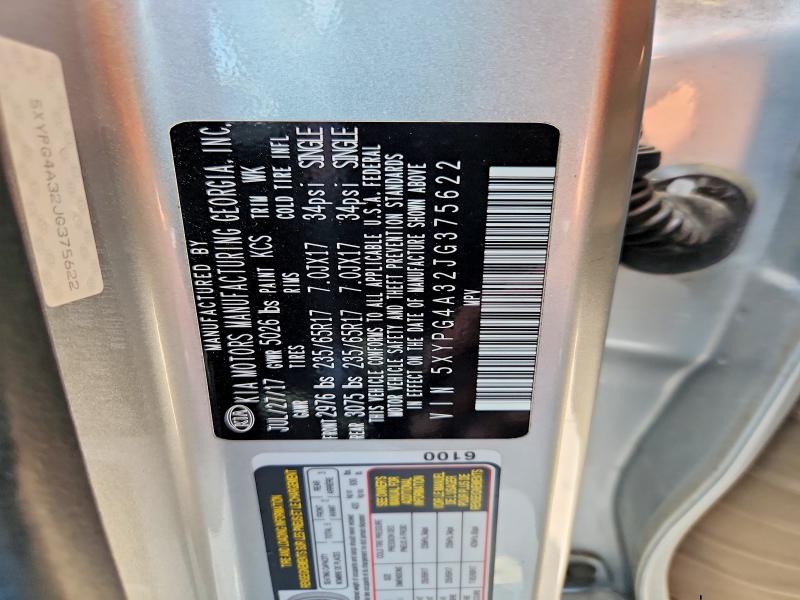 Продажа на аукционе авто 2018 Kia Sorento, vin: 5XYPG4A32JG375622, номер лота: 50638326