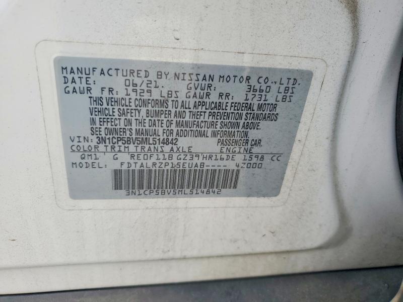 Продажа на аукционе авто 2021 Nissan Kicks, vin: 3N1CP5BV5ML514842, номер лота: 50663156