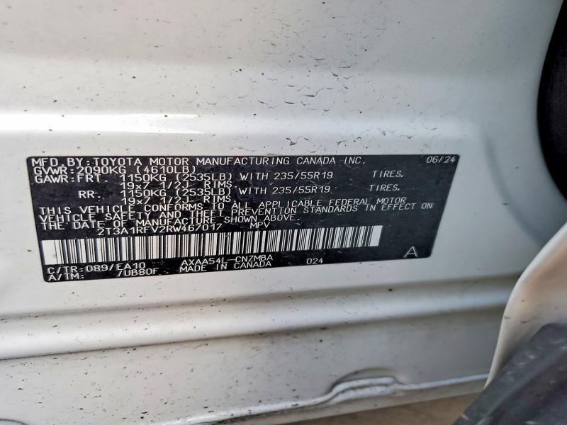 Продаж на аукціоні авто 2024 Toyota Rav4, vin: 2T3A1RFV2RW467017, номер лоту: 51123416