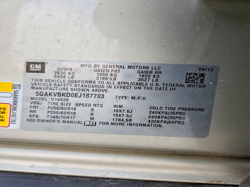 49044516 :رقم المزاد ، 5GAKVBKD0EJ187703 vin ، 2014 Buick Enclave مزاد بيع