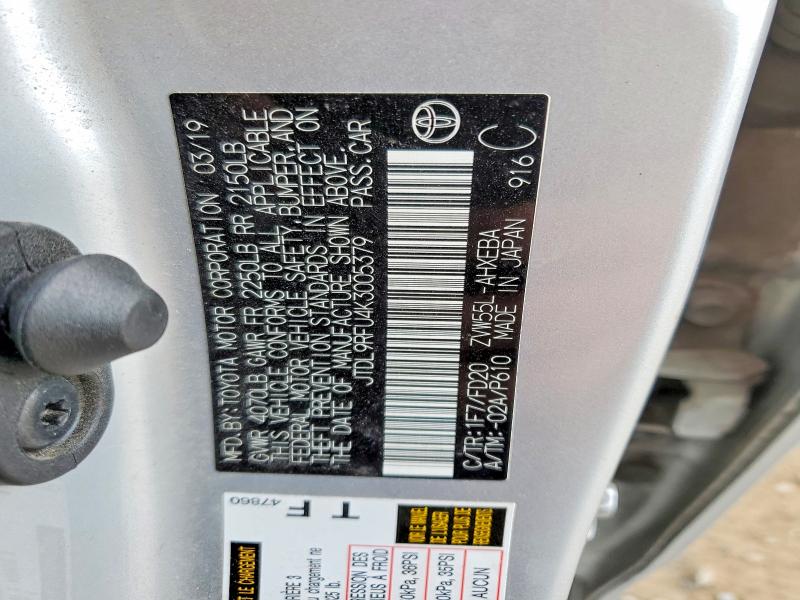 Aukcja sprzedaży 2019 Toyota Prius, vin: JTDL9RFU4K3005379, numer aukcji: 50396076