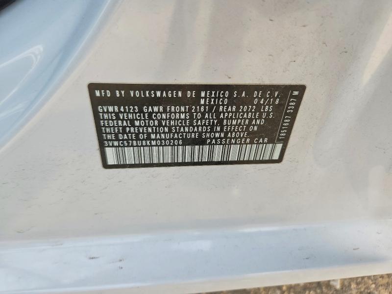 Aukcja sprzedaży 2019 Volkswagen Jetta, vin: 3VWC57BU8KM030206, numer aukcji: 50275896