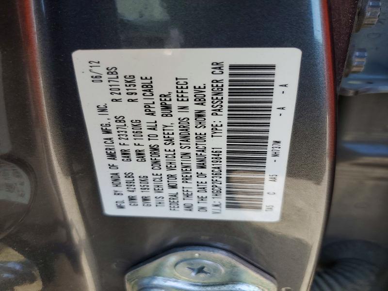 Продаж на аукціоні авто 2012 Honda Accord, vin: 1HGCP2F36CA198461, номер лоту: 50777116