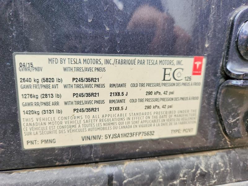 Продажа на аукционе авто 2015 Tesla Model S, vin: 5YJSA1H23FFP75632, номер лота: 48191926