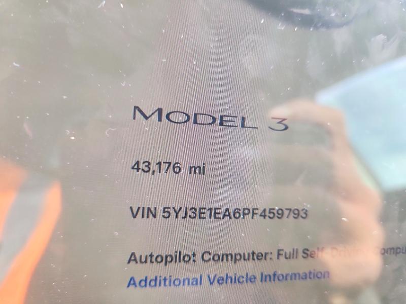 2023 Tesla Model 3 მანქანა იყიდება აუქციონზე, vin: 5YJ3E1EA6PF459793, აუქციონის ნომერი: 50002896