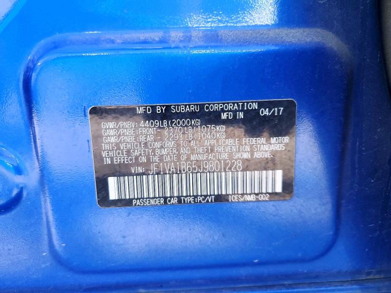 Aukcja sprzedaży 2018 Subaru Wrx, vin: JF1VA1B65J9801228, numer aukcji: 49840736