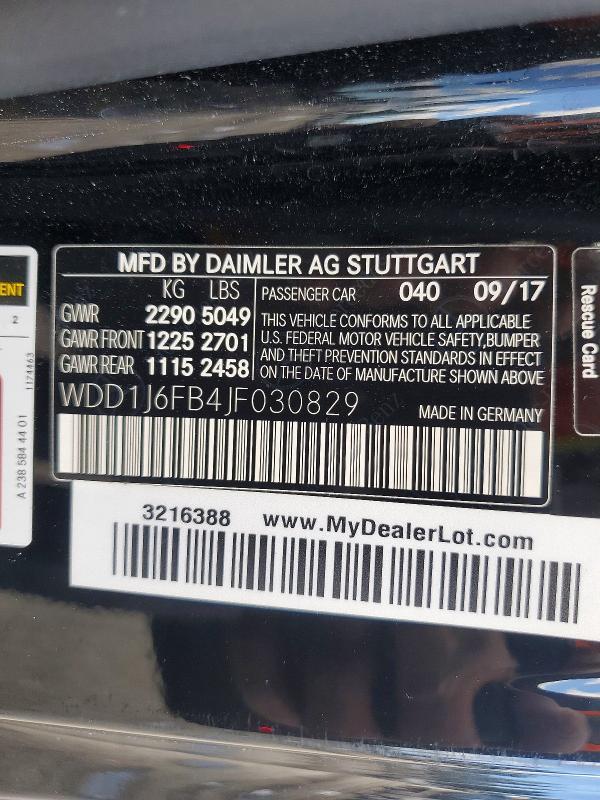 Продажа на аукционе авто 2018 Mercedes-benz E, vin: WDD1J6FB4JF030829, номер лота: 49668966