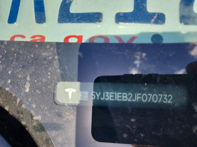 2018 Tesla Model 3 მანქანა იყიდება აუქციონზე, vin: 5YJ3E1EB2JF070732, აუქციონის ნომერი: 51172076