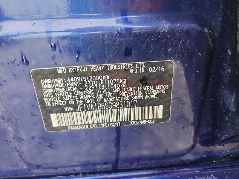 Продажа на аукционе авто 2016 Subaru Wrx, vin: JF1VA1B69G9831017, номер лота: 50156626