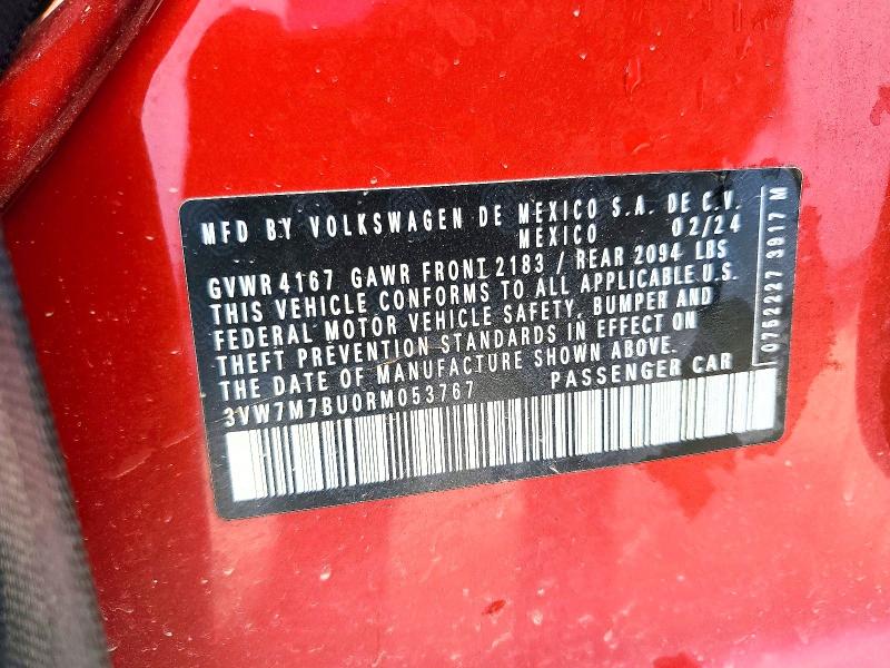 Aukcja sprzedaży 2024 Volkswagen Jetta, vin: 3VW7M7BU0RM053767, numer aukcji: 48316436