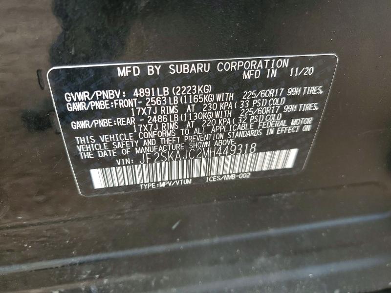 Продажа на аукционе авто 2021 Subaru Forester, vin: JF2SKAJC2MH449318, номер лота: 49458816
