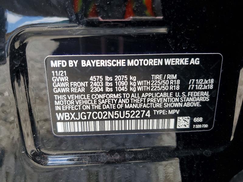 Aukcja sprzedaży 2022 Bmw X1, vin: WBXJG7C02N5U52274, numer aukcji: 48905106