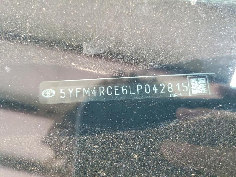 2020 Toyota Corolla მანქანა იყიდება აუქციონზე, vin: 5YFM4RCE6LP042815, აუქციონის ნომერი: 51869156
