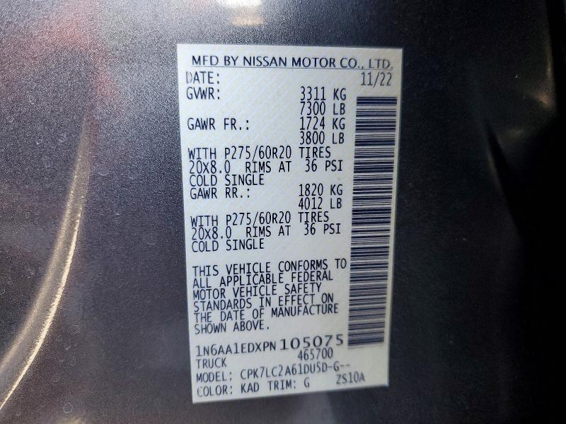 Продажа на аукционе авто 2023 Nissan Titan, vin: 1N6AA1EDXPN105075, номер лота: 49934266